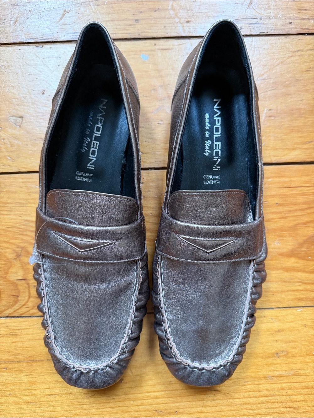 Napoleoni Genuine Leather Brown Penny Loafers for Women